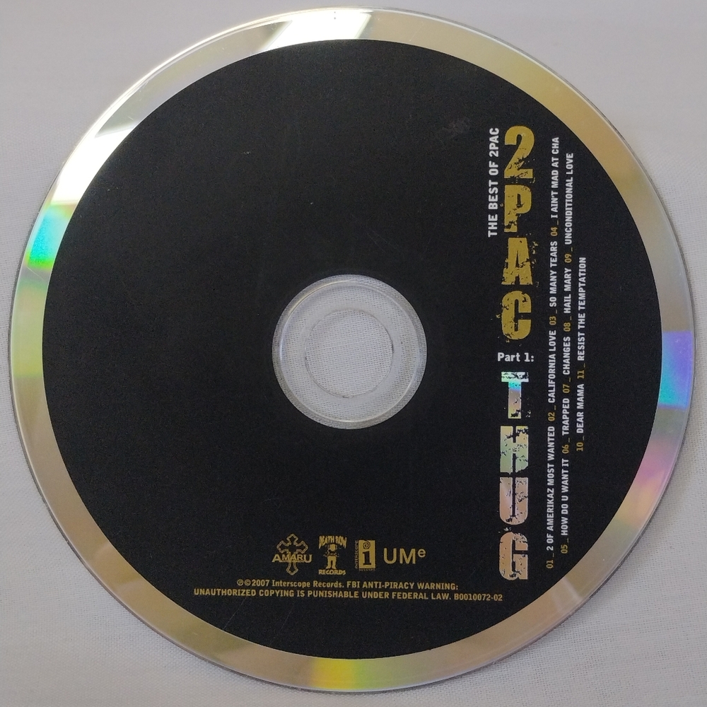 The Best Of 2Pac Part 1 Thug Tupac Collection Album CD Hip Hop Gangsta Rap Music